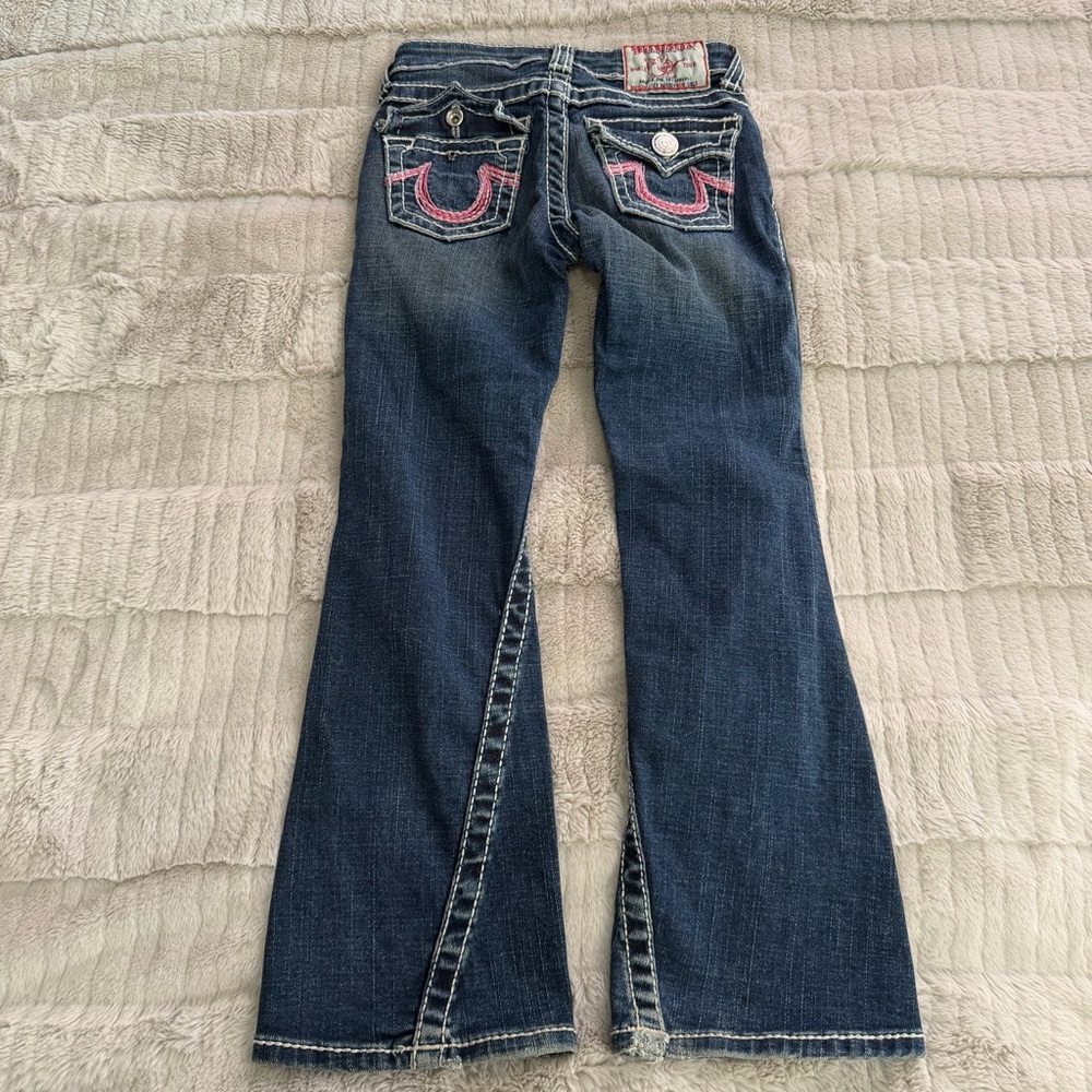 True Religion Girls Joey Rainbow Thick Stitch Low Rise Flare Jeans Girls Size 6 - Picture 4 of 13
